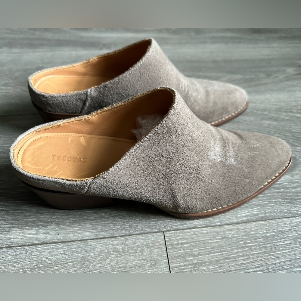 TECOVAS suede mules boots gray size 9.5 B The Sophie Excellent condition!!!